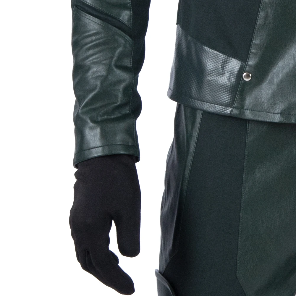 Green Arrow Cosplay Costume Oliver Queen Outfit Full Set With Quiver Luxious Faux Leather Battle Suit for Halloween Any Size images - 6