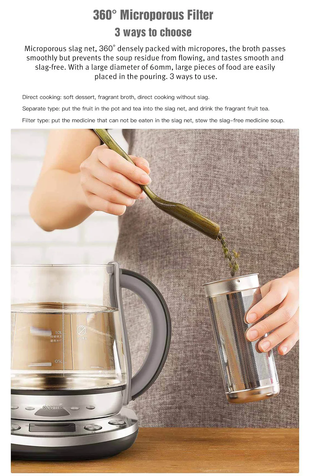 Xiaomi Deerma Многофункциональный Kettle1.5l Dem-ys802 многофункциональный электрический чайник из нержавеющей стали для здоровья от Xiaomi Youpin