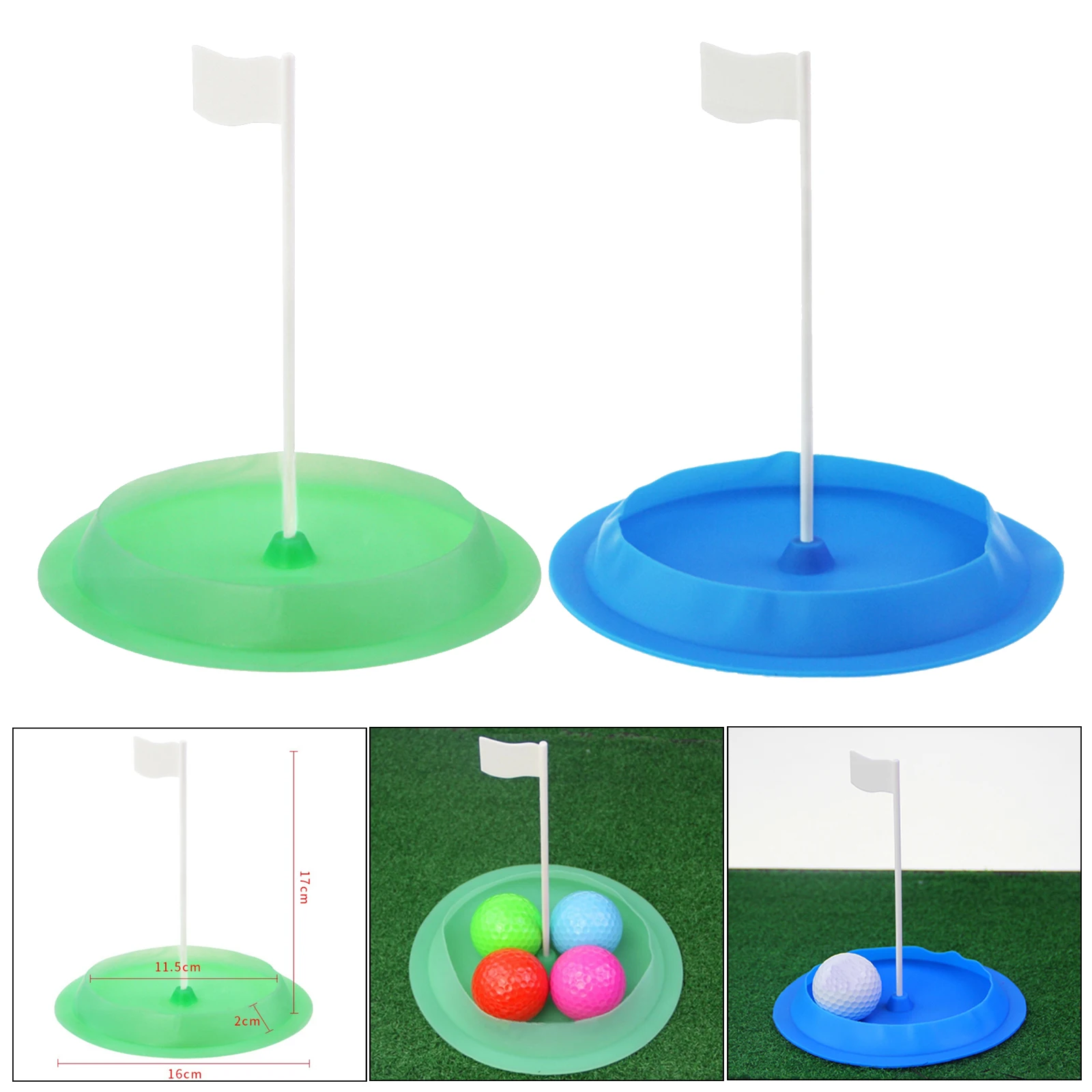 

Golf Putting Cup Hole with Flag Portable Mat Putting Regulation Cups Trainer