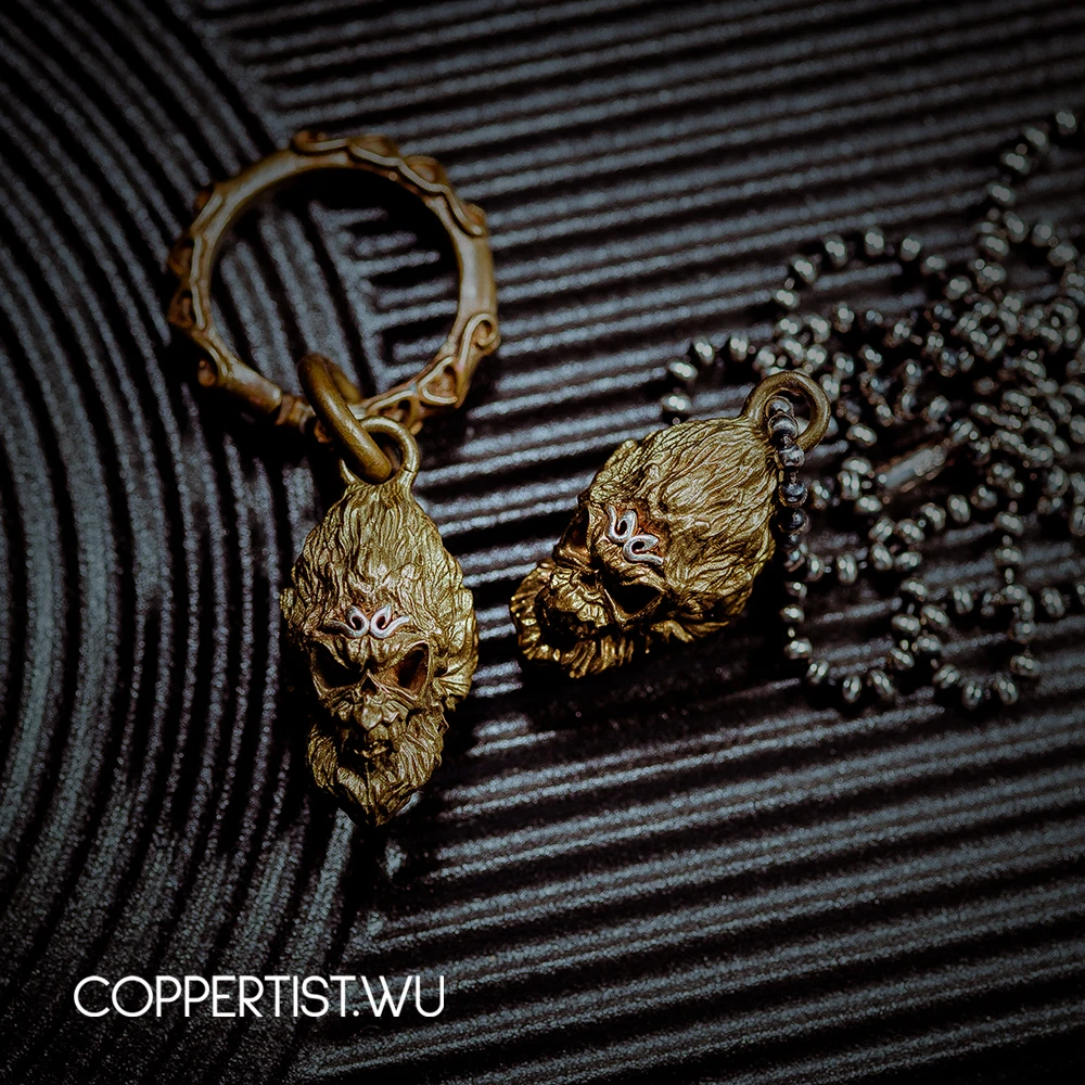 Coppertist. Wu Обезьяна Король Брелки Подвески латунь с серебром китайский супер герой Sun Wukong бронза Зодиак обезьяна ключи цепи