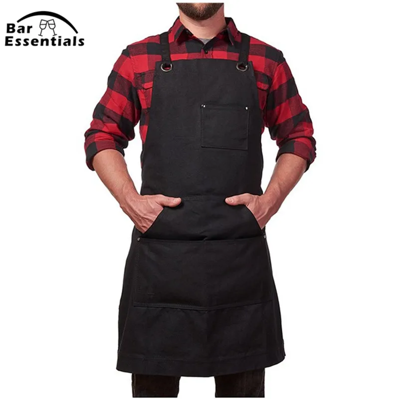 Canvas Work Apron Canvas Work Apron with Tool Pockets Black for Bartender, Tattoo, Barista, Bartender, Baker, Server Apron - Цвет: Canvas Work Apron