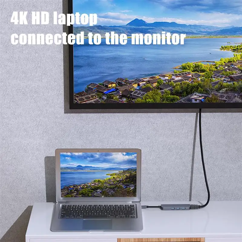 

USB C HUB Type C to 4K HDMI Adapter Converter 5Gbps USB 3.0 HUB for Macbook Laptop equipped with Thunderbolt