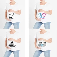 maternity clothes baby feet graphic print women t shirt funny letters maternity casual t shirt fashion short sleeved tops tees