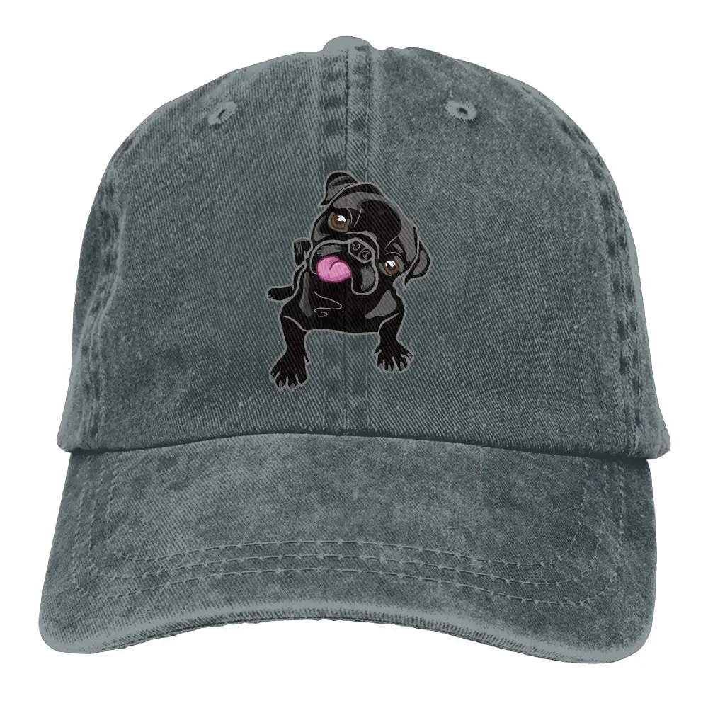 

Black Pug Adult Cowboy Baseball Caps Denim Hats For Men Women