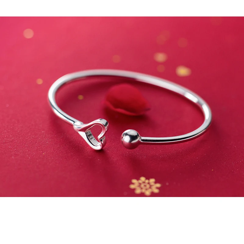 Женский браслет с полым сердечком Trustdavis из 100% стерлингового серебра S990 бусинами