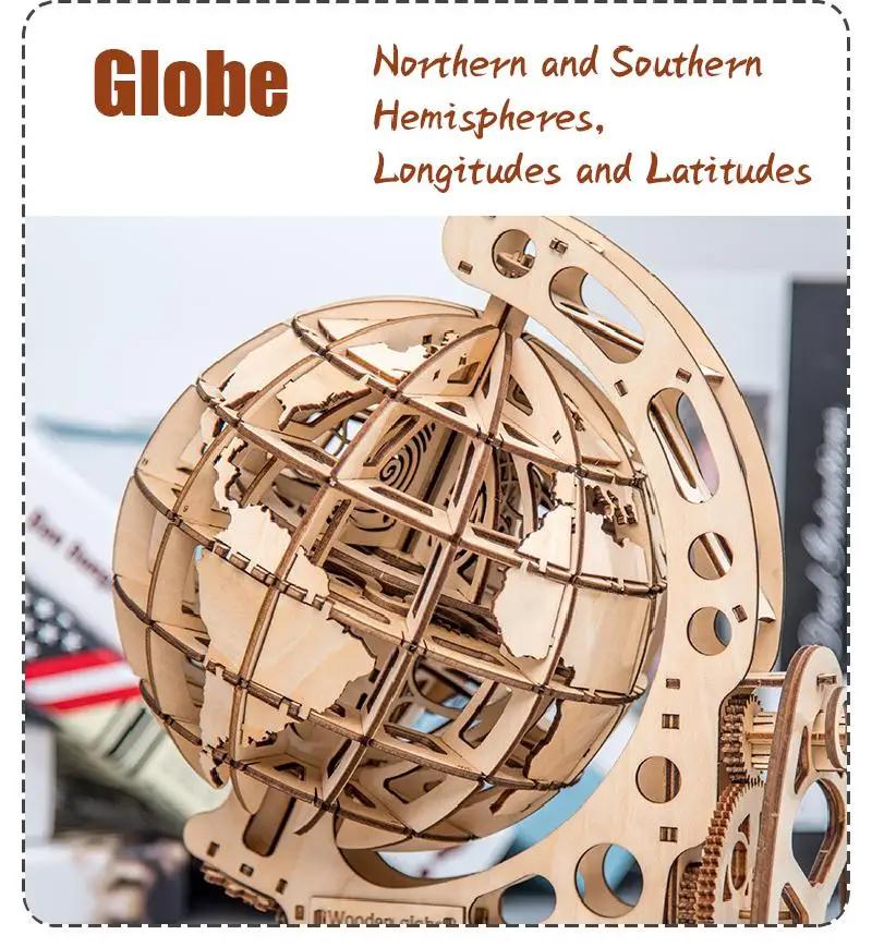 Деревянный глобус 3D Пазл Сделай Сам модель механического привода комплект