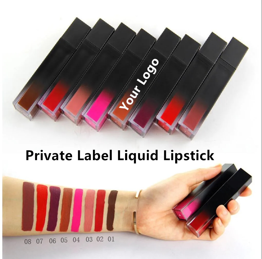 100Pcs Private Label Matte Lipstick Waterproof Custom Logo Lip Gloss Liquid Lipstick Wholesale Makeup Long Lasting OEM Cosmetics