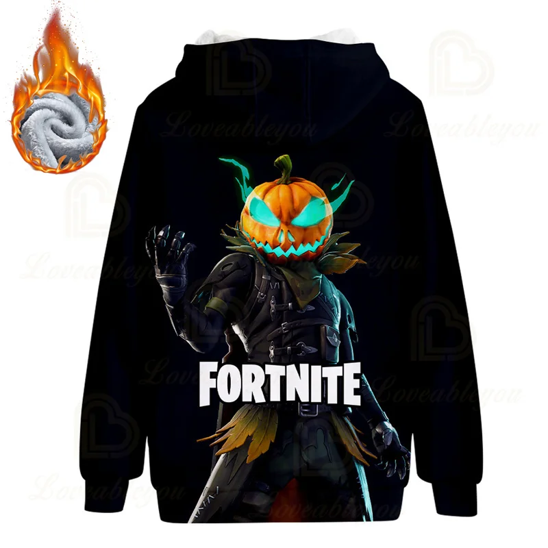 Модные толстовки FORTNITE для мальчиков и девочек детские с капюшоном толстые теплые