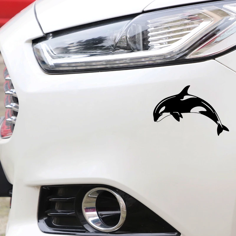 

YJZT 15.7CM*10.4CM Dolphin Decoration Car Sticker Pattern Car Trunk Vinyl Decal Black/Silver C4-2315