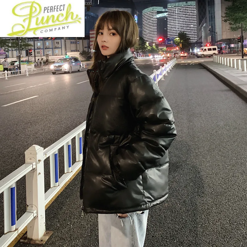 Jacket Cotton Winter Woman Parkas Thicken Coat Korean Pu Leather Coats and Jackts Women Doudoune Femme Hiver WPY1622