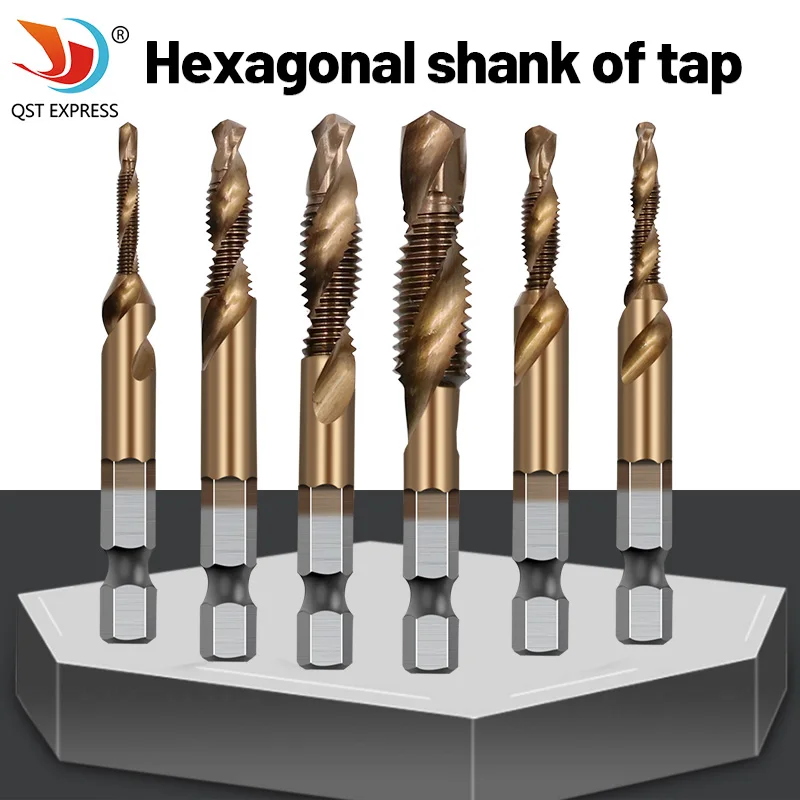 

M35 HSS Gold-plated Hexagon Shank Metric Thread Drill Screw Machine Compound Tap M3 M4 M5 M6 M8 M10 Hand Tool