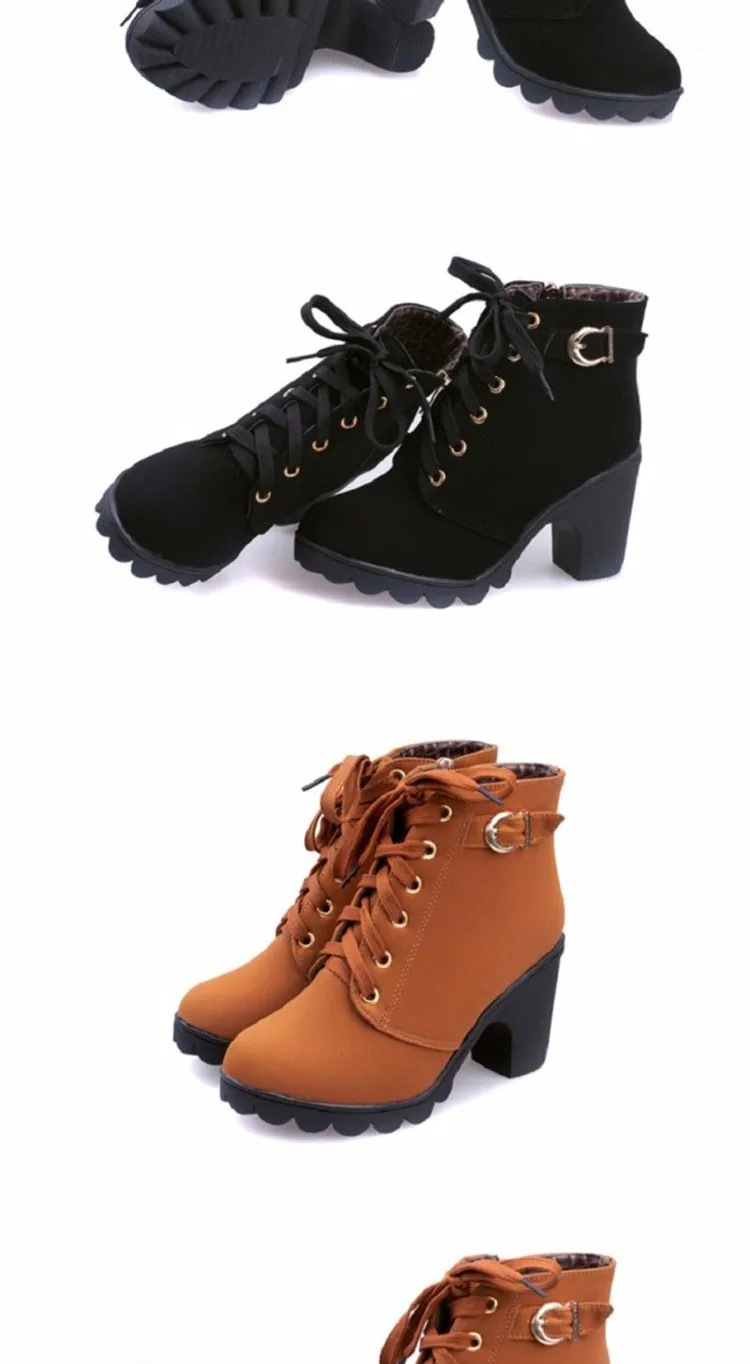 

New spring Winter Women Pumps Boots High Quality Lace-up European Ladies shoes PU high heels Boots Fast delivery rtg67