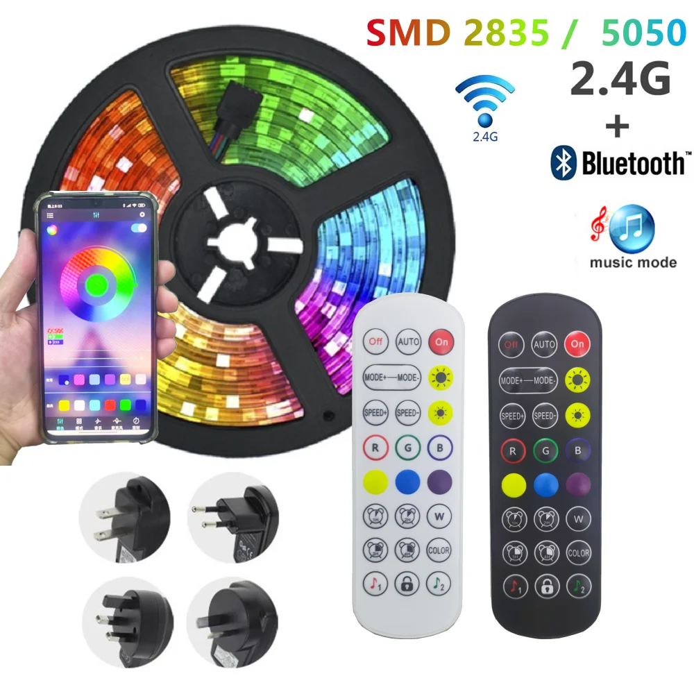 Светодиодные ленты Bluetooth 25 м 30 М 5050 водонепроницаемая 2835 WIFI RGB гибкая светодиодная