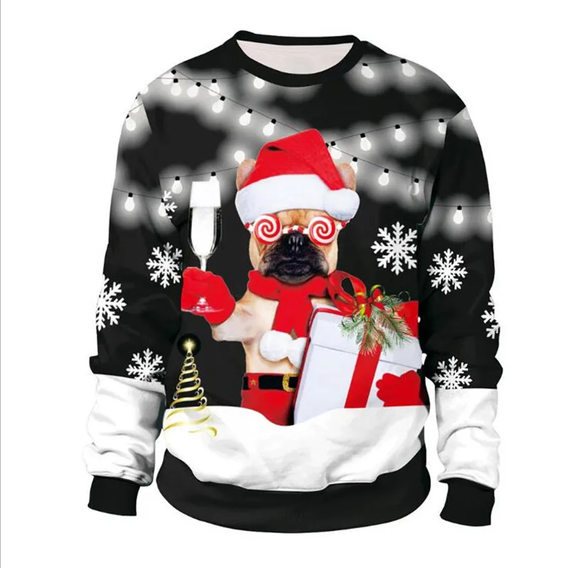 

Men Women Ugly Christmas Sweaters Jumpers Tops 3D Funny Tacky Christmas Dog Gifts Snowflake Reindeer Holiday Xmas Sweatshirt