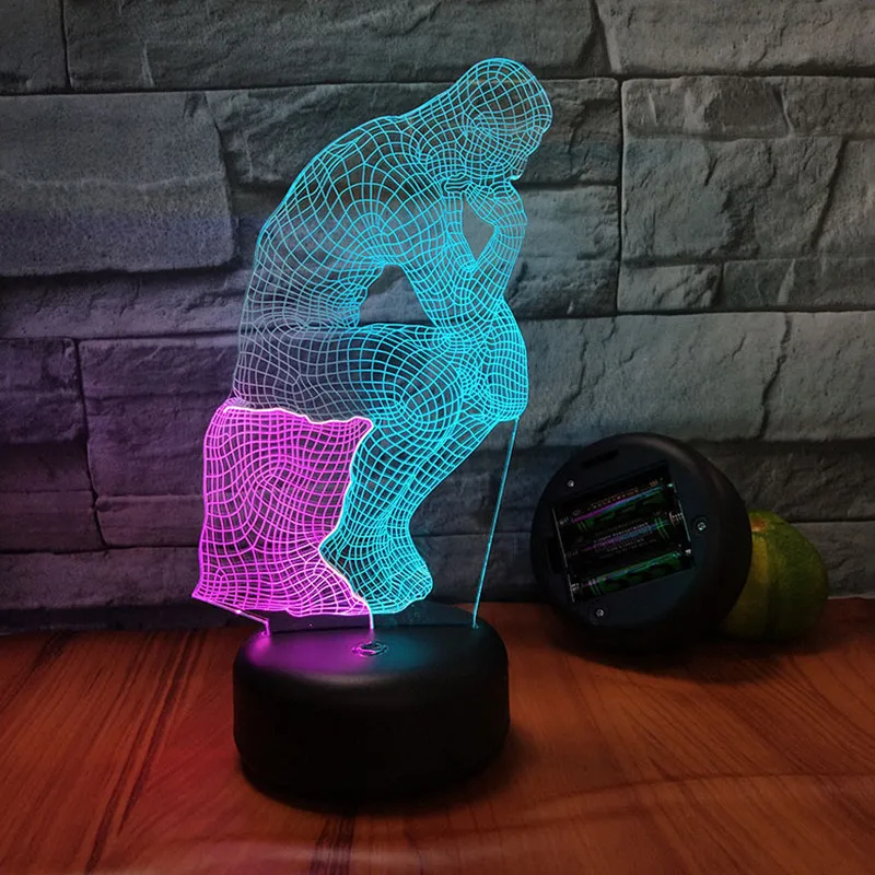 

Double Color LED 3D Lamp Touch Senso Body Art USB Night Lights Lamp Home Office Bedroom Decor Lighting 7 Color Changing