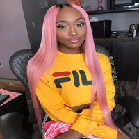 dlme 1bpink ombre pink lace frontal wig silky straight glueless heat resistant 150 density synthetic lace front wigs
