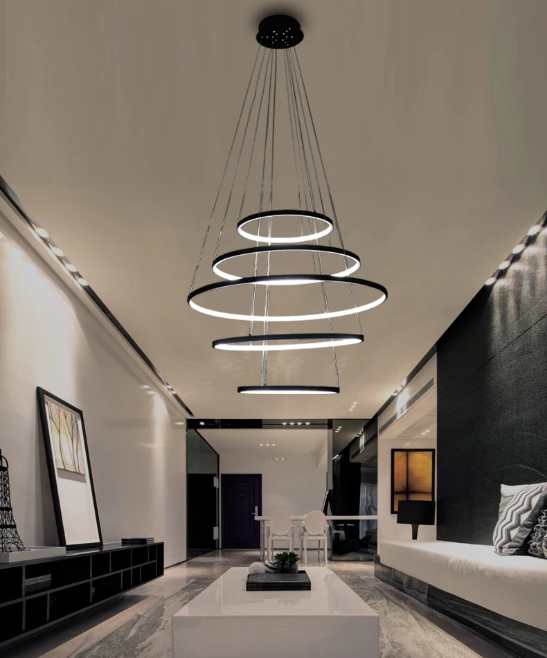 Современный подвесной светильник s для гостиной столовой спальни круглые кольца