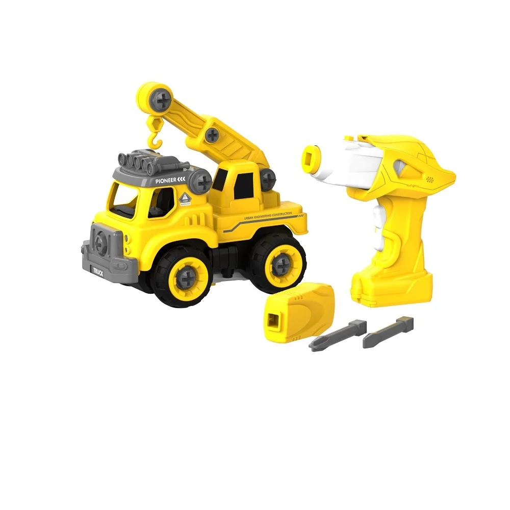 Набор пластмассовых деталей для сборки Подъемного крана с пультом ДУ (желтый) (BHX