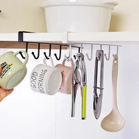 6 hooks cup kitchen storage rack cupboard hanging hook shelf dish hanger home storage tissue shelf organizer accesssoires gadget