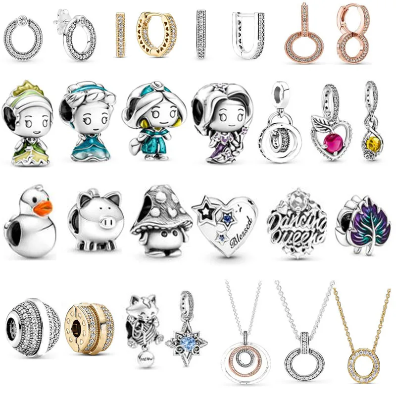 

Authentic Silver color Charms Sterling Heart Earphone Charm Bracelet and Necklace Girl Gift Jewelry