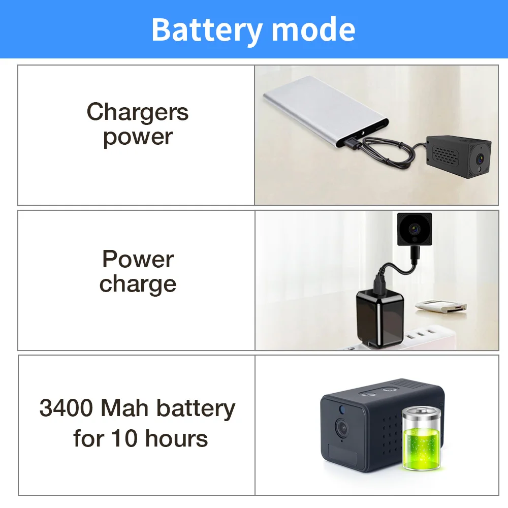 

1080P Mini Wifi Camera Small Rechargeable Battery Powered Wireless Security Camera Night Vision Cam