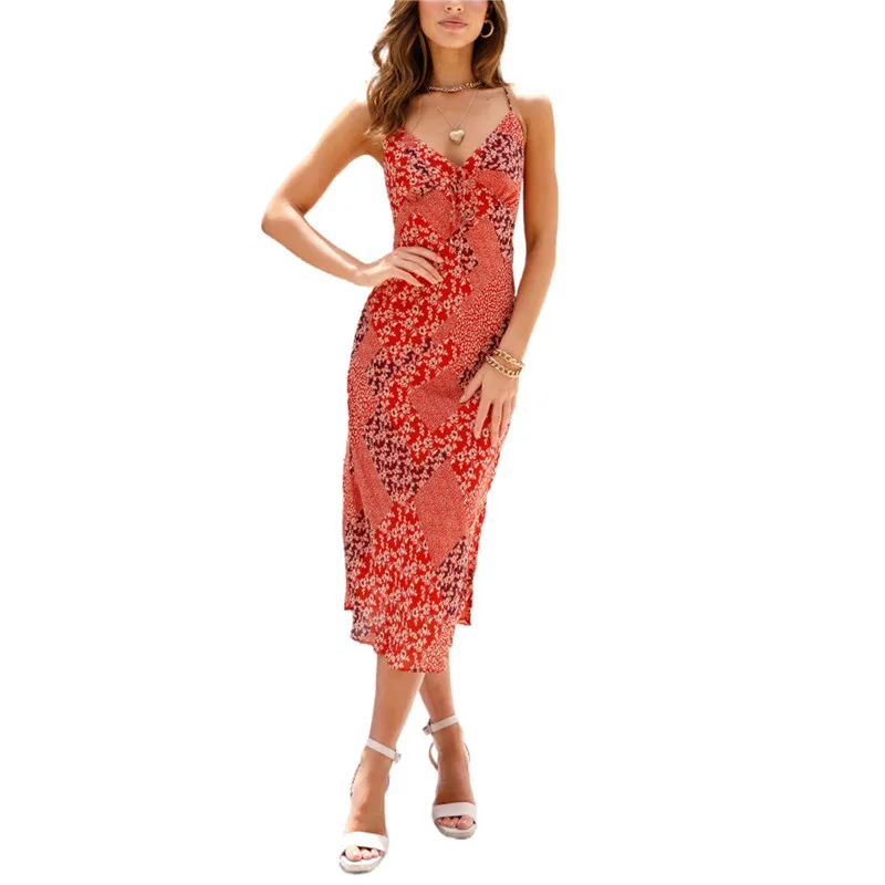 

Hirigin цветочный принт сексуальное облегающее платье с высокой талией для женщин одежда 2021 длинное платье без рукавов для девочек вечерние Кл...