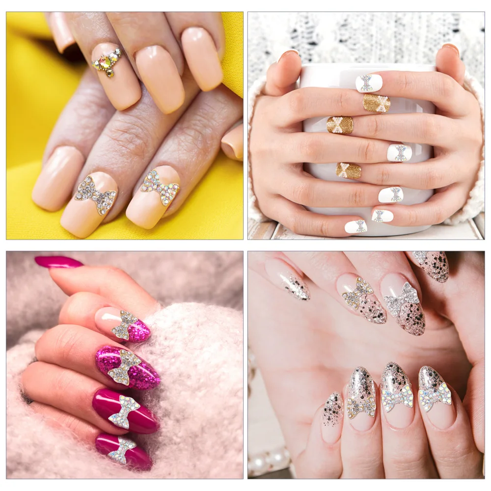 

50Pcs 3D Nail Art Designs Nail Art Bow Tie Rhinestones DIY Nail Art Decoration