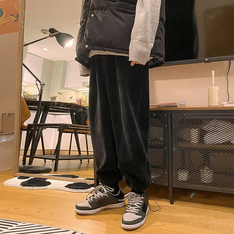 Мужские повседневные Прямые брюки SHUJIN женские вельветовые однотонные большого