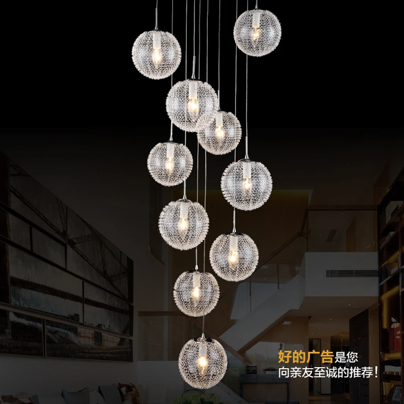 

Stairs chandelier modern minimalist restaurant art living room creative personality villa duplex staircase light long chandelier