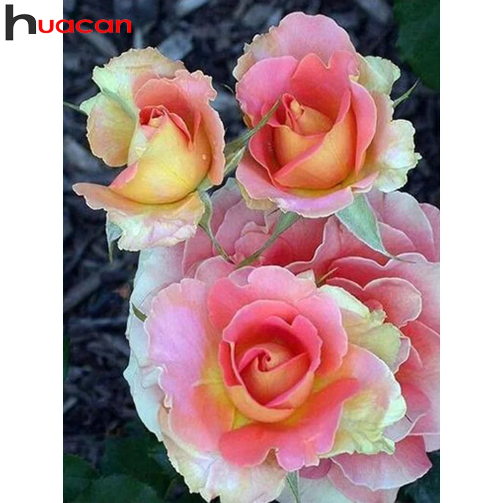 

Алмазная живопись Huacan, полное украшение с розами, домашний декор, мозаика из страз, Цветочная вышивка, Настенная Наклейка
