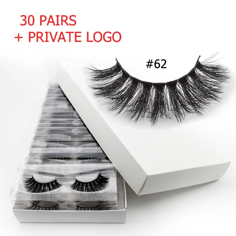 30pairs62WWITHLOGO 30 пар ресниц Объемные ресницы оптом 3d норковые ресницы Объемные норковые ресницы натуральный макияж Накладные ресницы «maquiagem» cilios - Цвет: 30pairs62WWITHLOGO
