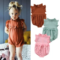 summer newborn baby girl sleeveless solid jumpsuit bodysuit clothes outfits cute kids summer clothes