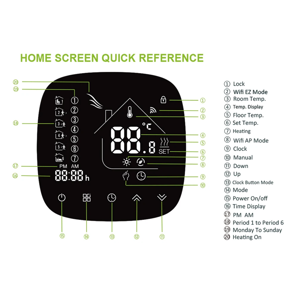 Wifi умный термостат с сенсорным экраном ЖК-дисплей Дисплей недельный