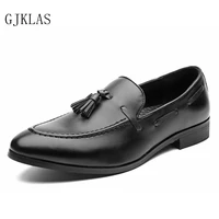 tassel loafers leather men wedding dress business british shoes black brown men slip on leather shoes for suits mens formal shoe