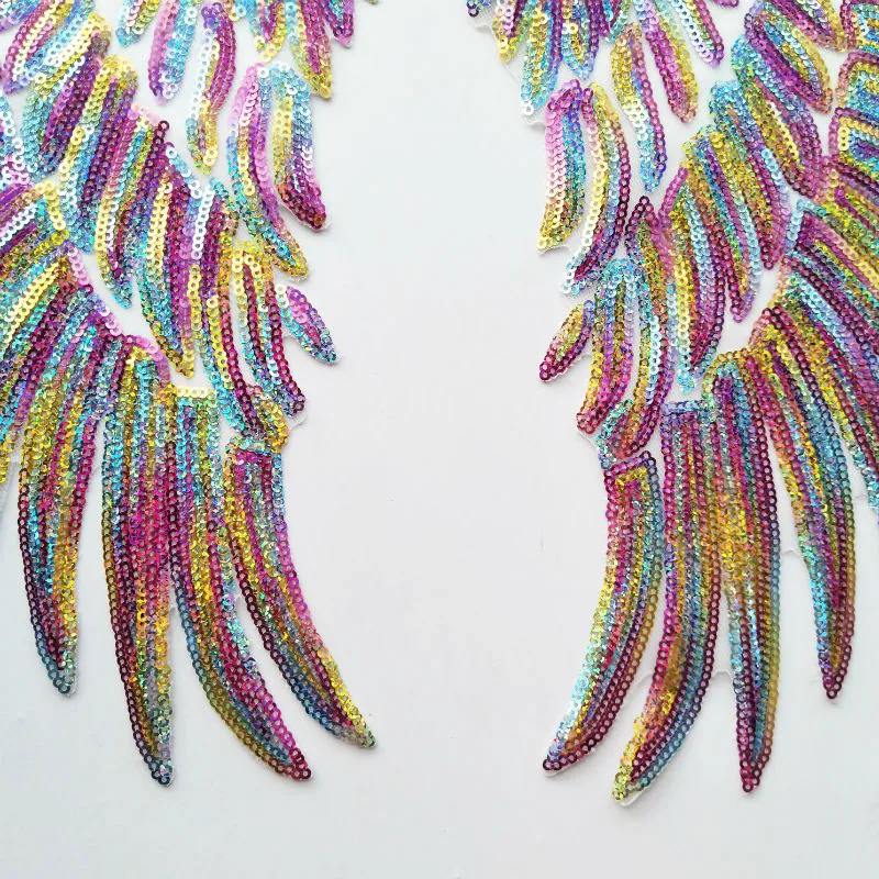 2 звёздочки красочные вышитые аппликации в виде крыльев патчи с блестками для