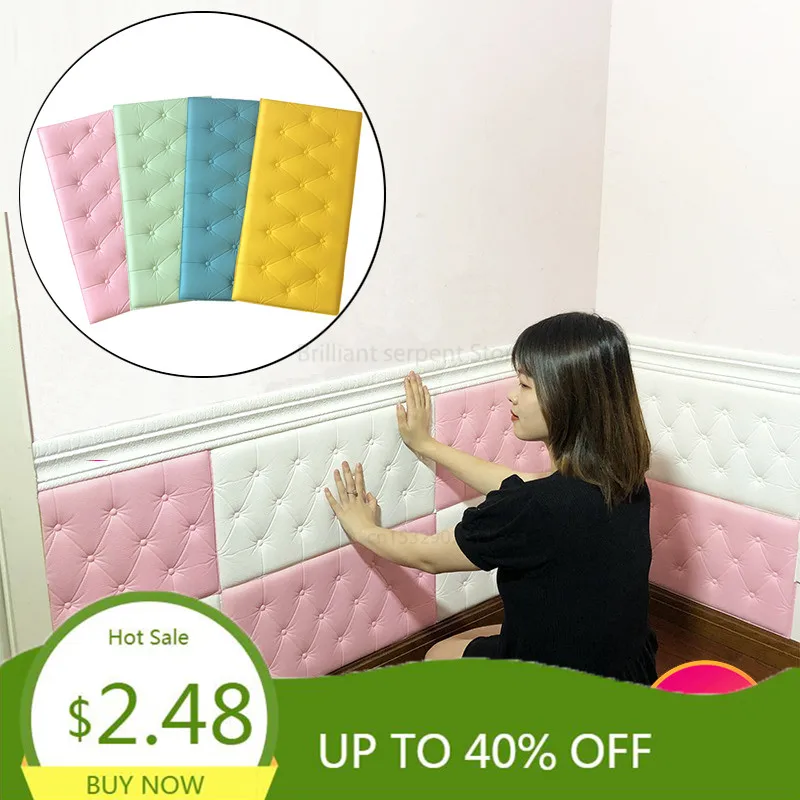 

Skirting waist line foam wall stickers self-adhesive background decorative border line anti-collision sticker for kids
