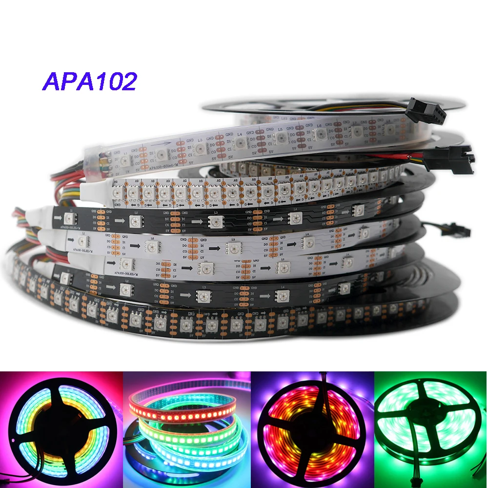 Смарт светодиодная Пиксельная лента APA102 1/3/5 м IP30/IP65/IP67 30/60/72/96/144
