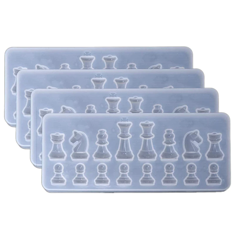 

4Pcs Chess Resin Mold 3D Chess Piece Silicone Mold Set for Resin Casting - Perfect for Polymer Clay, Crafting