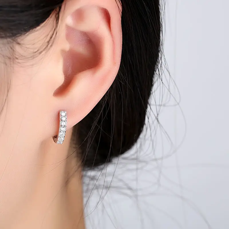 

1 Pair Small Rhinestones Huggies Hoop Earrings Boho Rose Gold Trendy Round Stud Earring For Women Party Gift Ear Jewelry