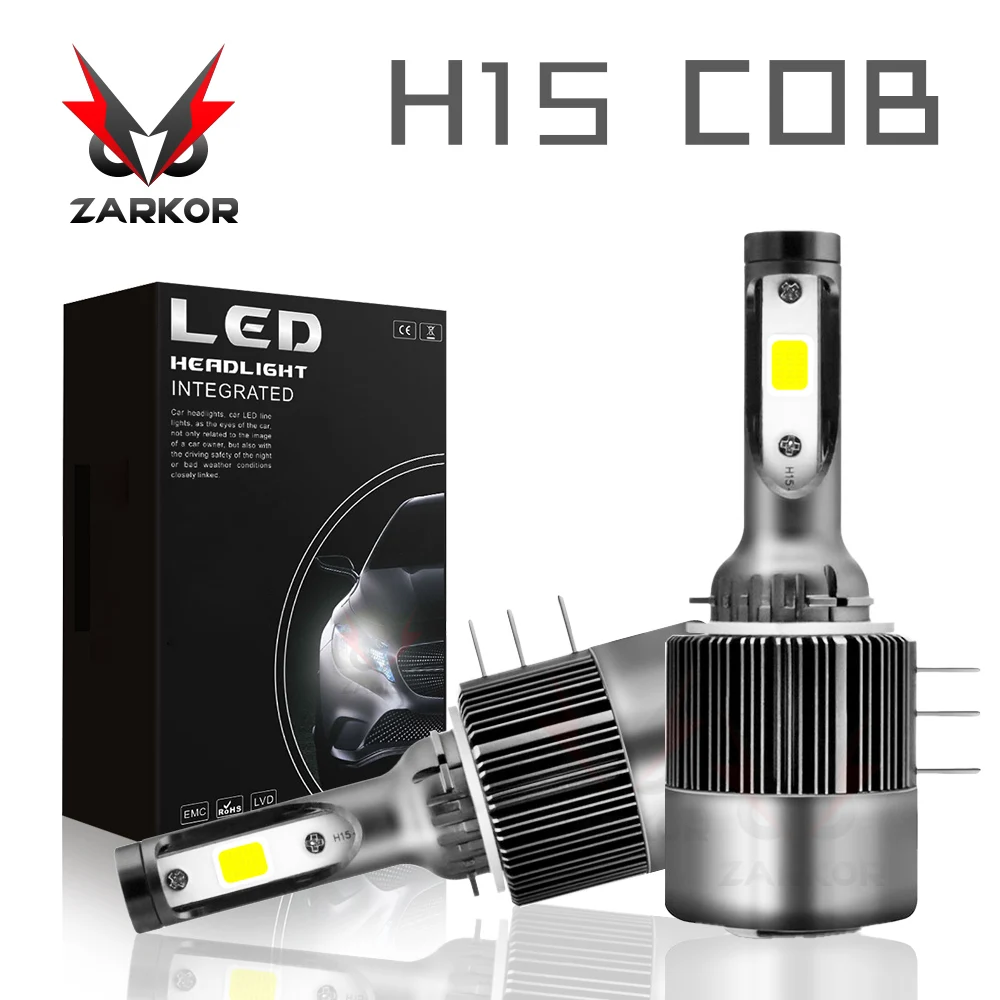 Zarkor H15 LED Canbus V W Автомобильные фары 26000LM 110W 6000k COB turbo безотказные с EMC запасные
