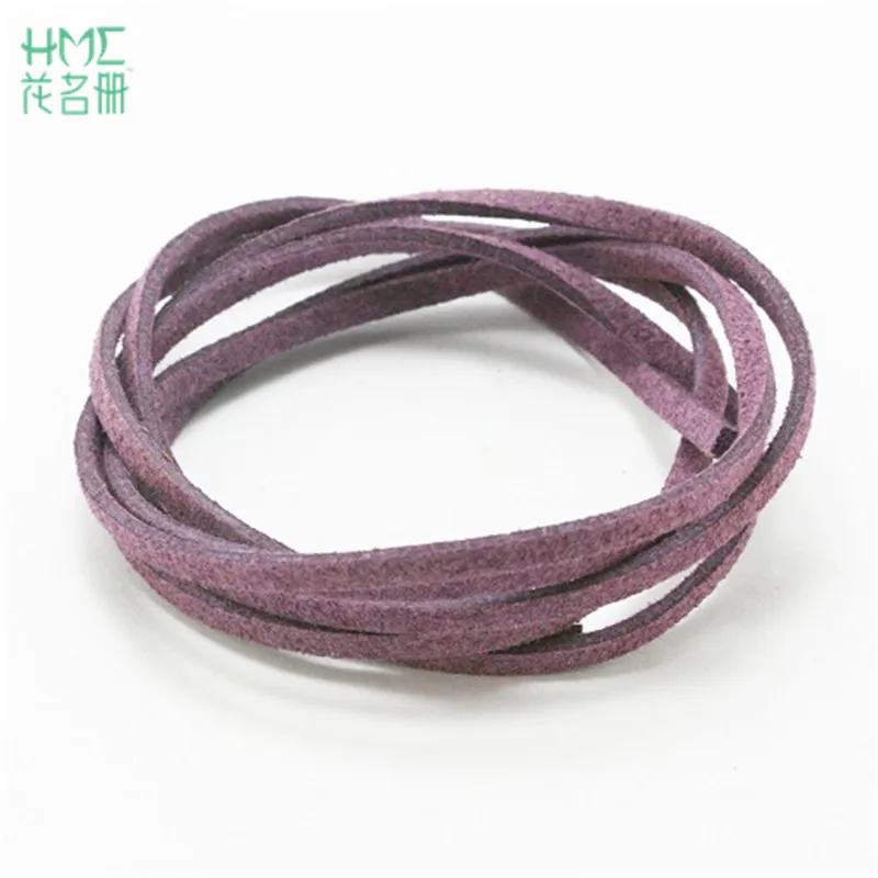 Dark Purple Новое поступление 3 мм 1 м/лот 17 цветов плоская Искусственная Замша корейский бархат кожаный шнур DIY для браслета аксессуары для ювелирных изделий - Цвет: Dark Purple