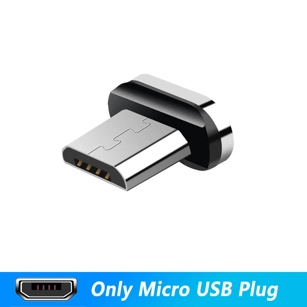 Micro Plug No Cable FONKEN Магнитный usb-кабель Micro USB type C Магнитный кабель для телефона 1 м 2 м светодиодный Быстрый Магнитный зарядный кабель Mini usb C зарядный шнур - Цвет: Micro Plug No Cable