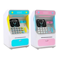 electronic atm piggy bank coin cash bank machine toy automatic rolling paper