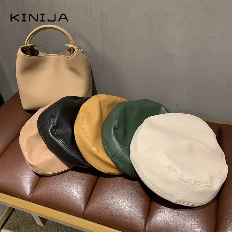 Модный плоский берет кепка для женщин повседневная шапка из искусственной кожи