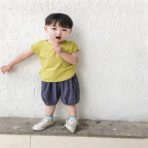 

Cotton color short summer thin boys and girls shirt sleeveless children's T-shirt P4776