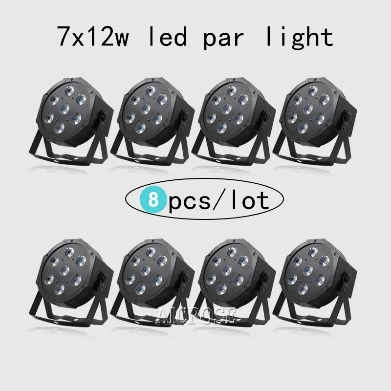 8 шт./лот 25 Угловые большие линзы 7x12 Вт светодиодные прожекторы RGBW 4 в 1 плоский