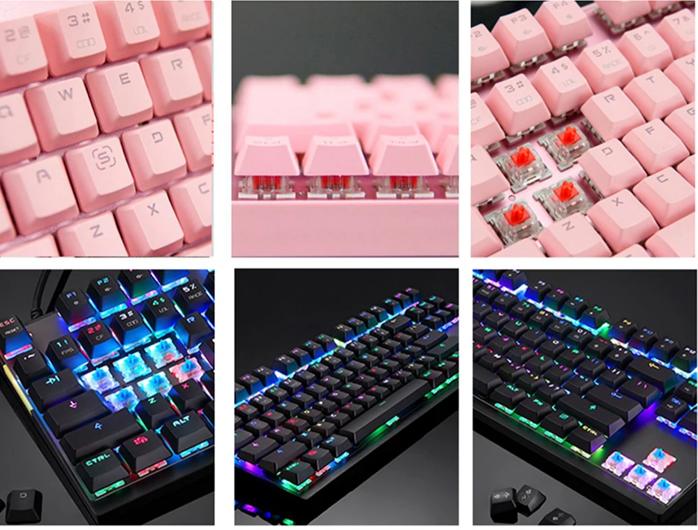 Английская/Русская игровая RGB механическая клавиатура светодиодный USB Проводная 87 клавиш Лазерная эргономичная клавиатура для ПК компьютерный геймер