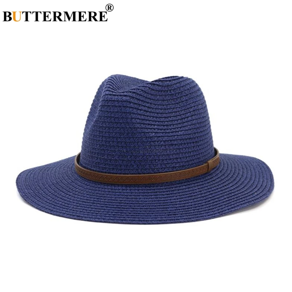 BUTTERMERE панама женская летняя шляпа от солнца мужская и темно синяя соломенная с