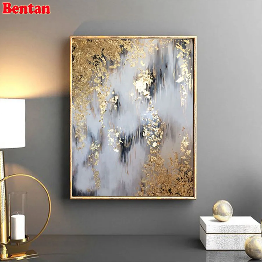 5d diy Алмазная картина мозаика абстрактная Золотая маслом полная дрель квадратная