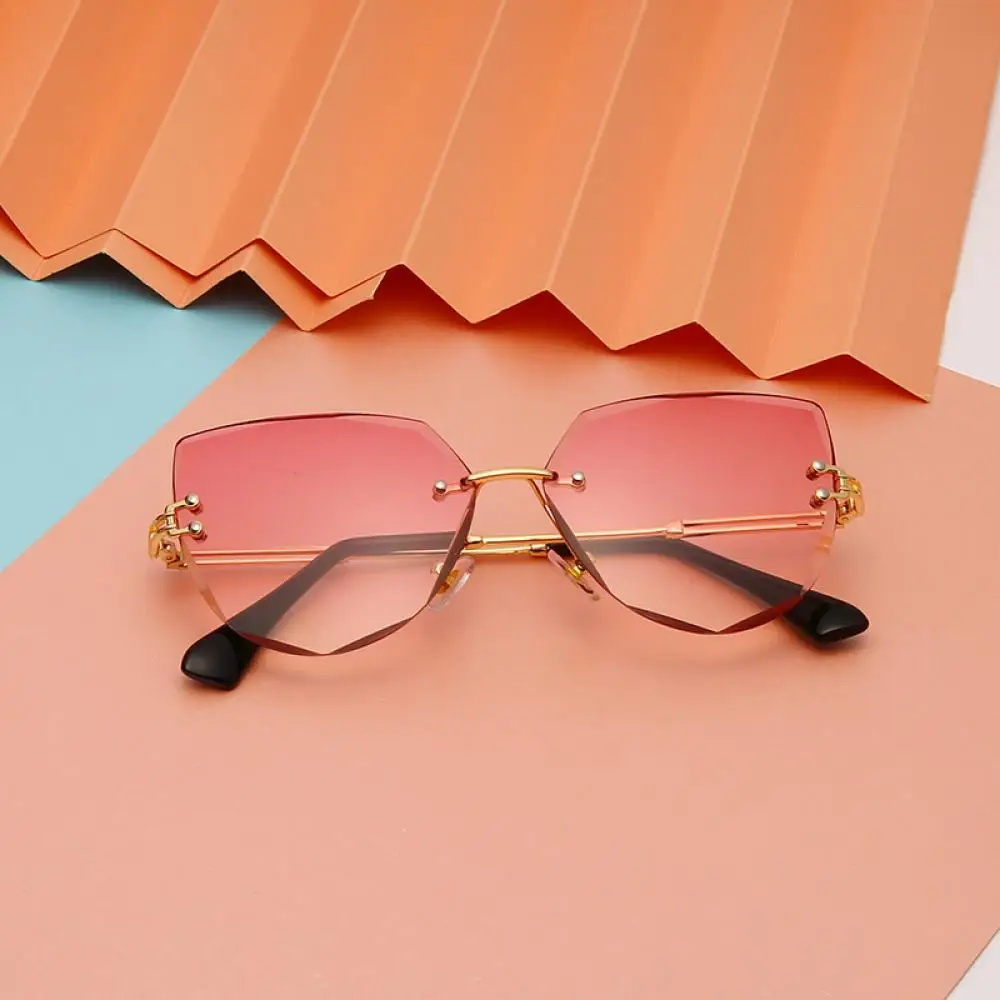 LongKeeper Роскошные без оправы Солнцезащитные очки кошачий глаз Для женщин Градиент